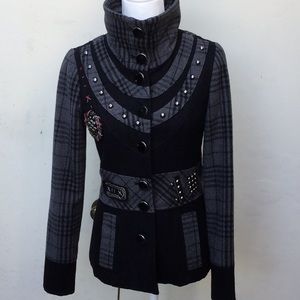 BKE wool jacket punk rock embellished